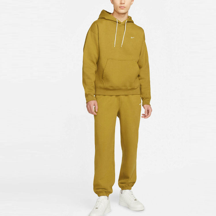 Men's Nike Small Logo Embroidered Solid Color Pullover Long Sleeves Hooded Sports Yellow CV0552-318 - 2