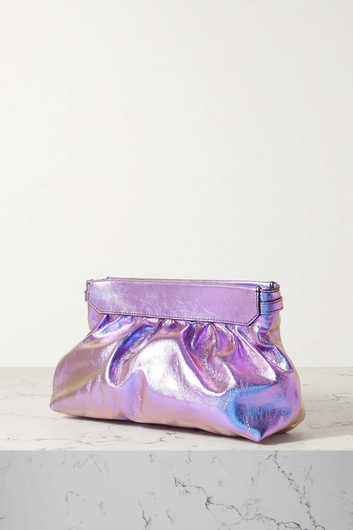 Luzes gathered iridescent leather shoulder bag - 3