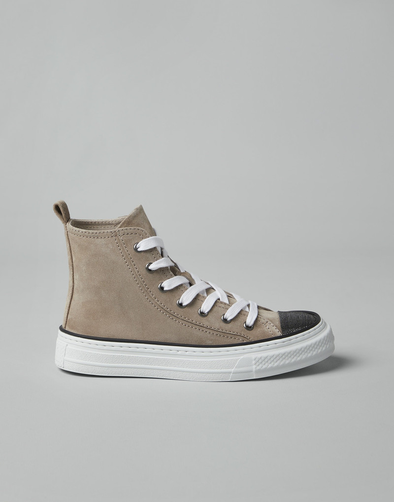 Suede high top sneakers with precious toe 5