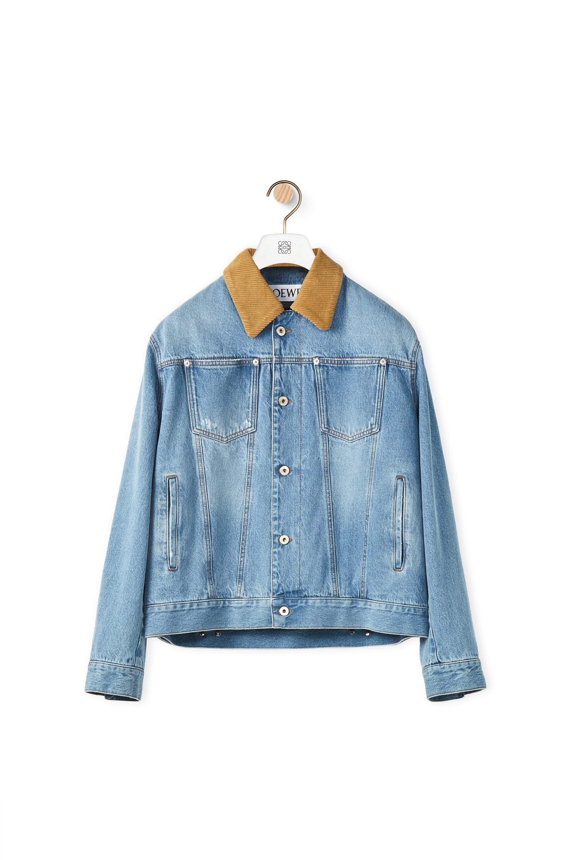 Check lined denim jacket in cotton - 1