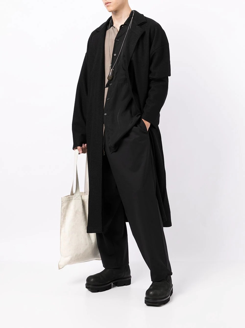 single-breasted wool-blend coat - 2