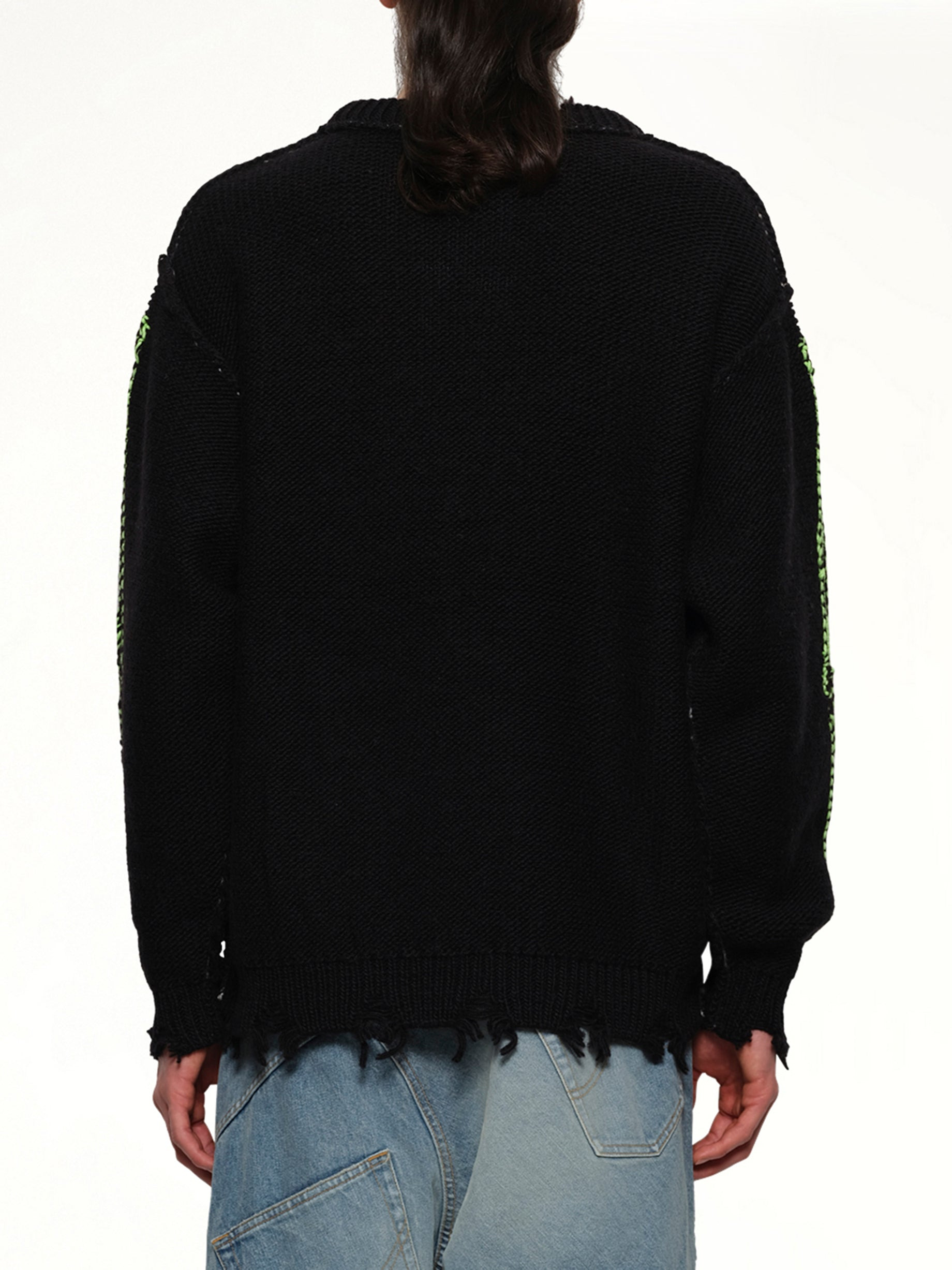 Glow-In-The-Dark Skull Knit Pullover in Black - 5
