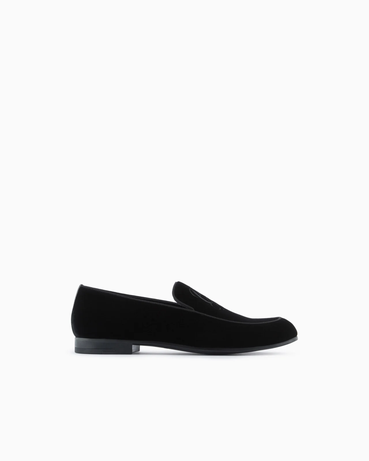 Velvet loafers with embroidered logo - 1