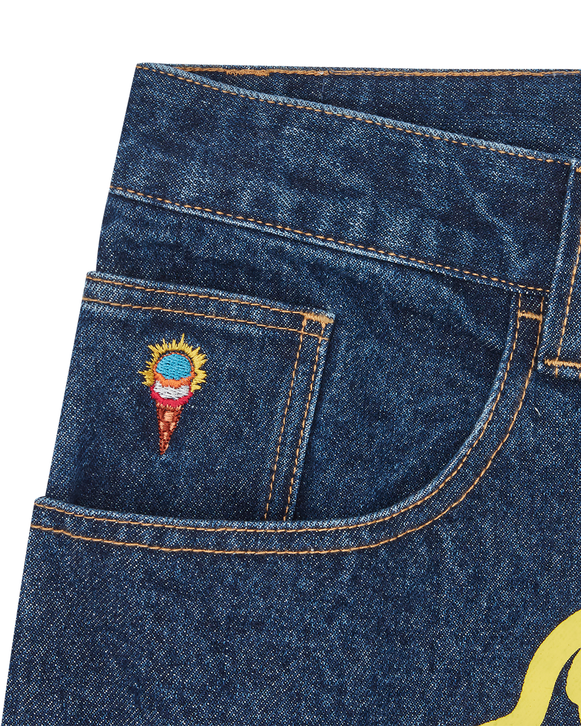 RUNNING DOG DOUBLE SCOOP DENIM PANTS - 4