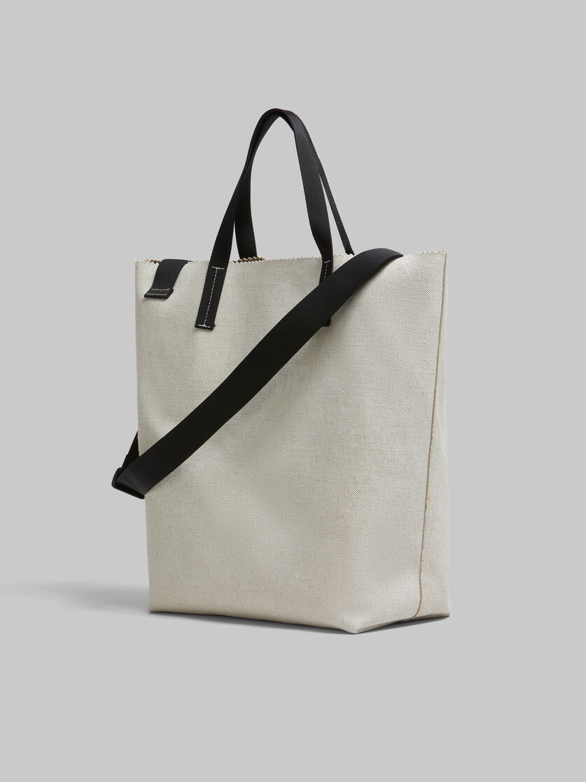 WHITE CANVAS TRIBECA SHOPPER WITH RAISED MARNI LOGO - 3
