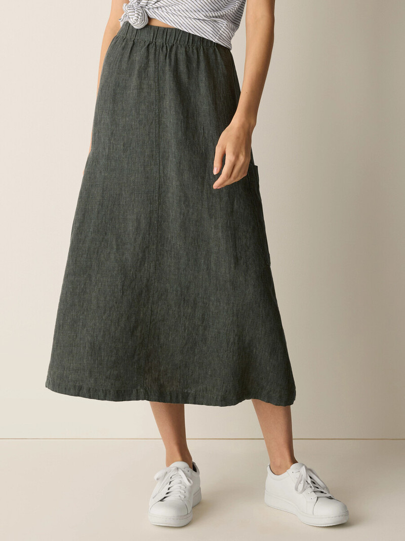 Washed Organic Linen Délavé Cargo Skirt 3