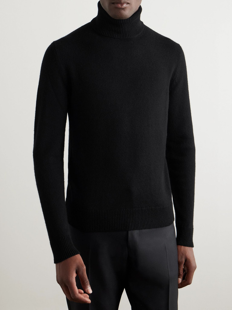 Ribbed Cashmere Rollneck Sweater Black 3