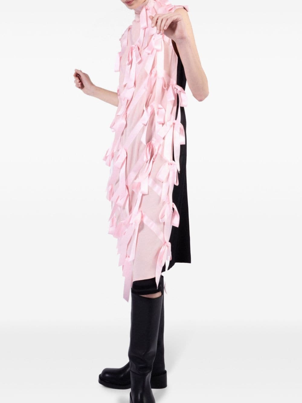 bow-embellished sablé dress - 3