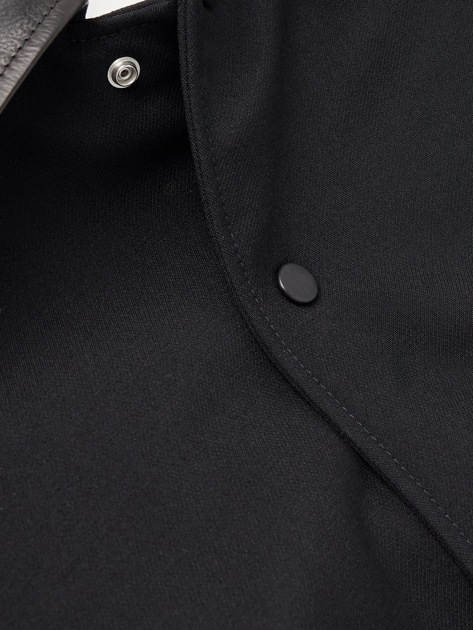 Oversized Leather-Trimmed Wool Varsity Jacket Black - 4
