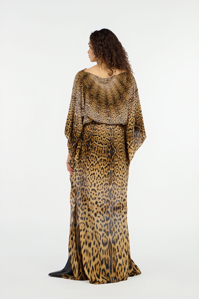 Long silk dress with Jaguar Skin print 4