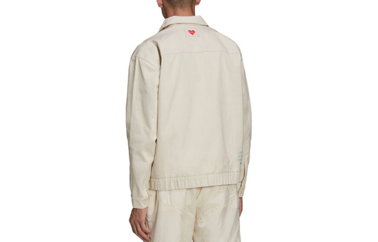 adidas originals Lapel Solid Color Sports Yellow White Jacket HI6011 - 2