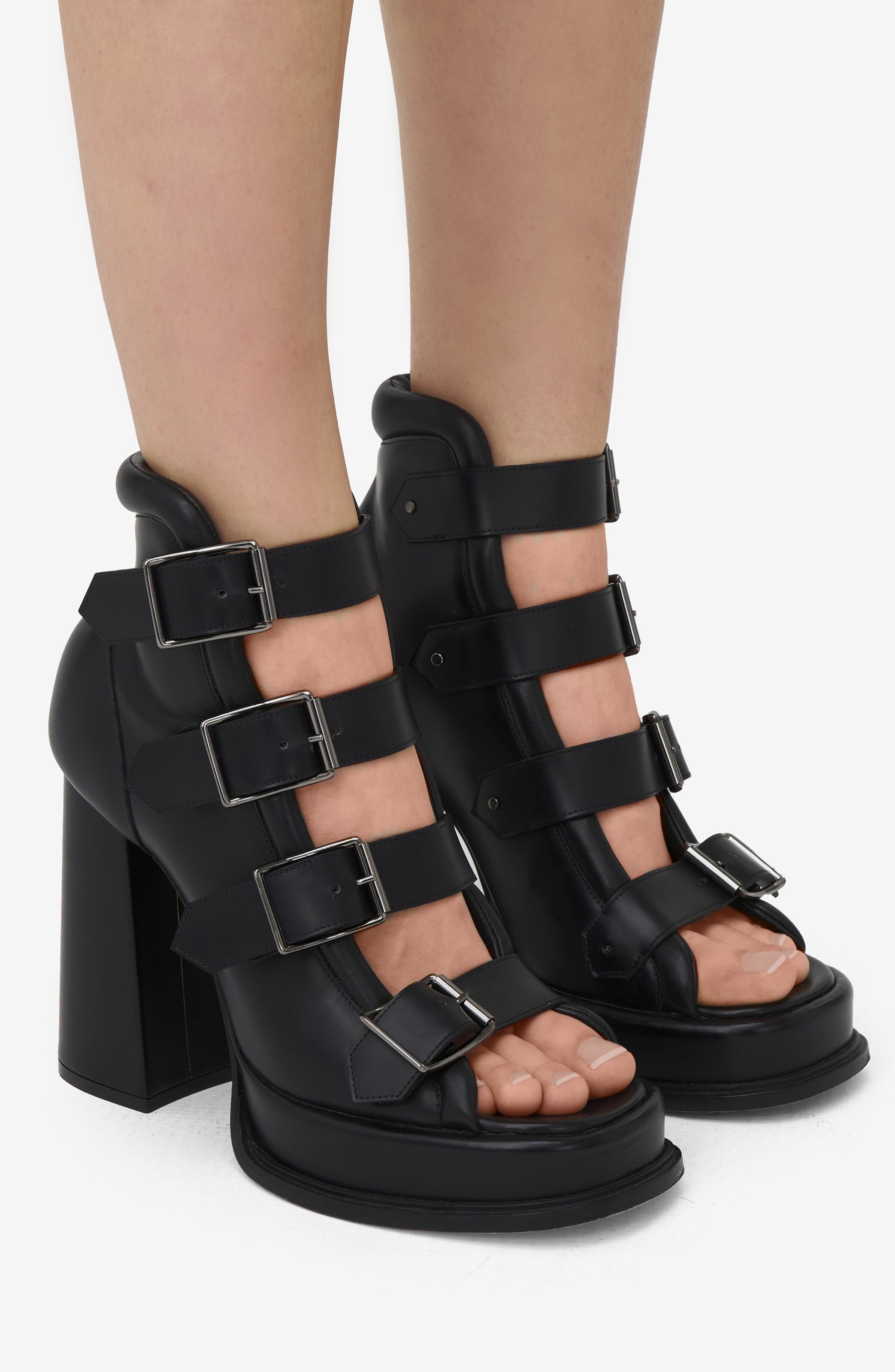 McQueen Platform Cage Sandal in Black/Brunito at Nordstrom - 8