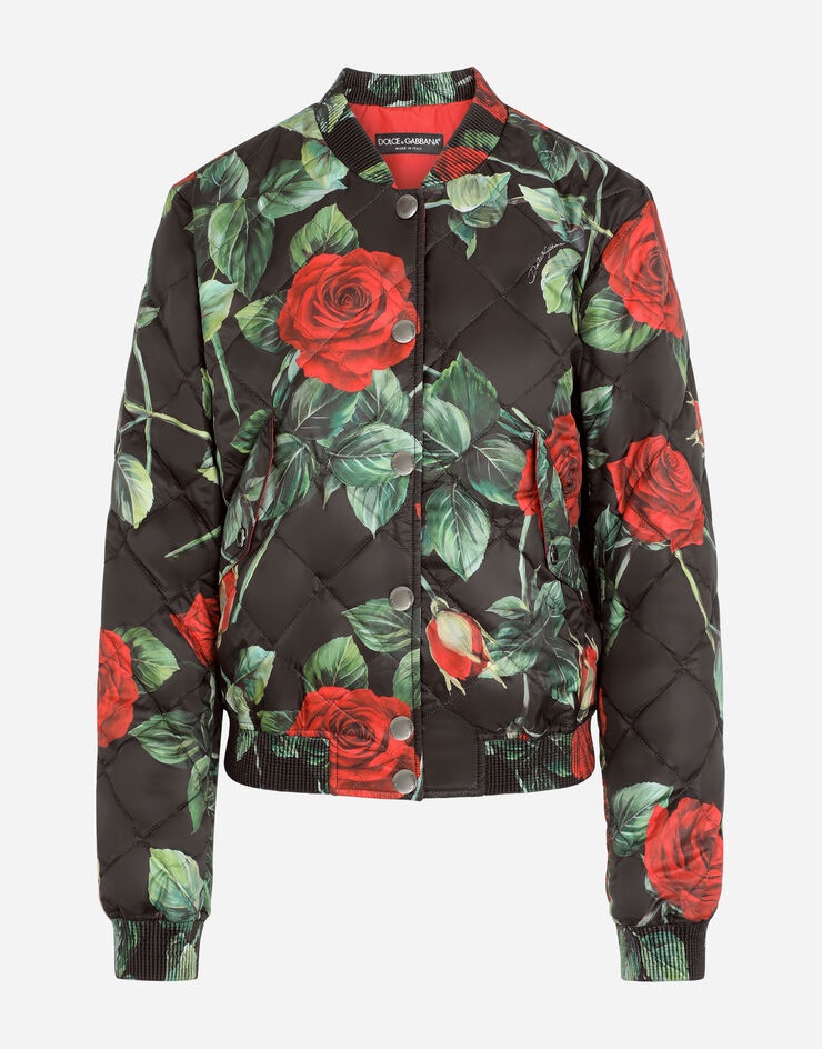 Rose-print quilted nylon bomber jacket - 3