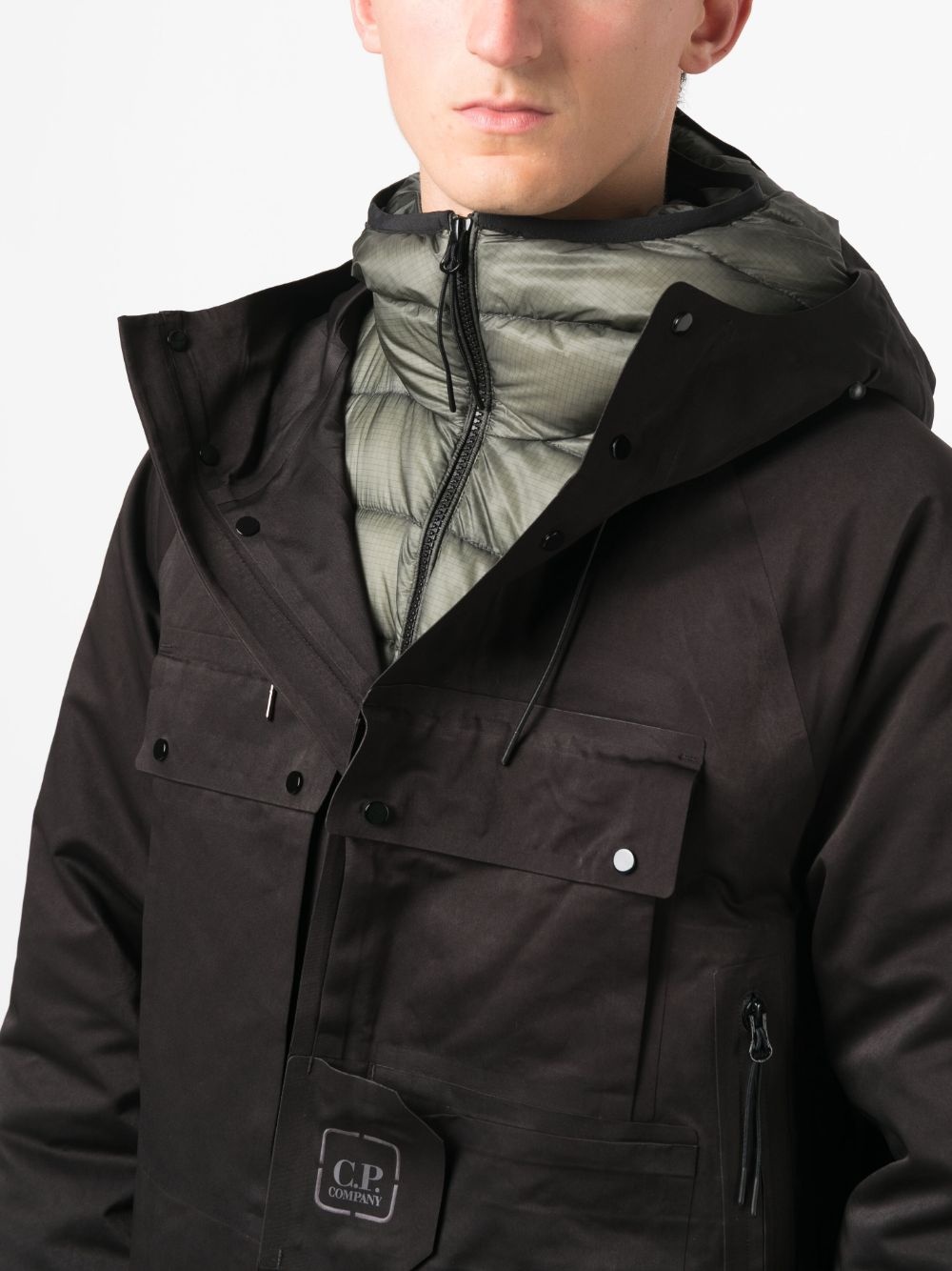 layered zip-up hooded jacket - 5