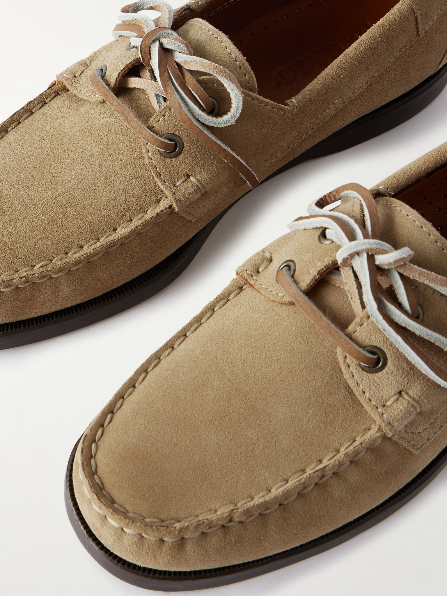 Docksides Portland Leather-Trimmed Suede Boat Shoes Taupe - 5