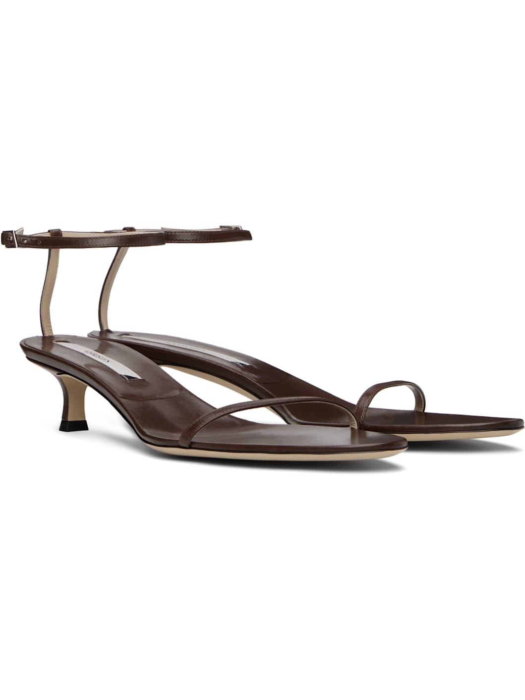 Brown 35mm Double Strap Kitten Heeled Sandals - 4