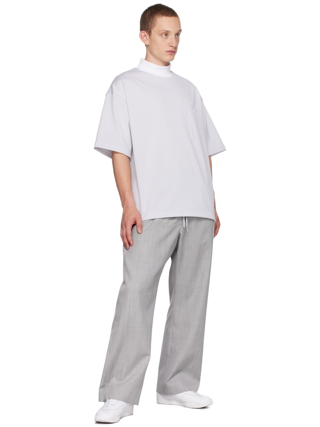 Gray Tapered Lounge Pants by Fumito Ganryu on Sale