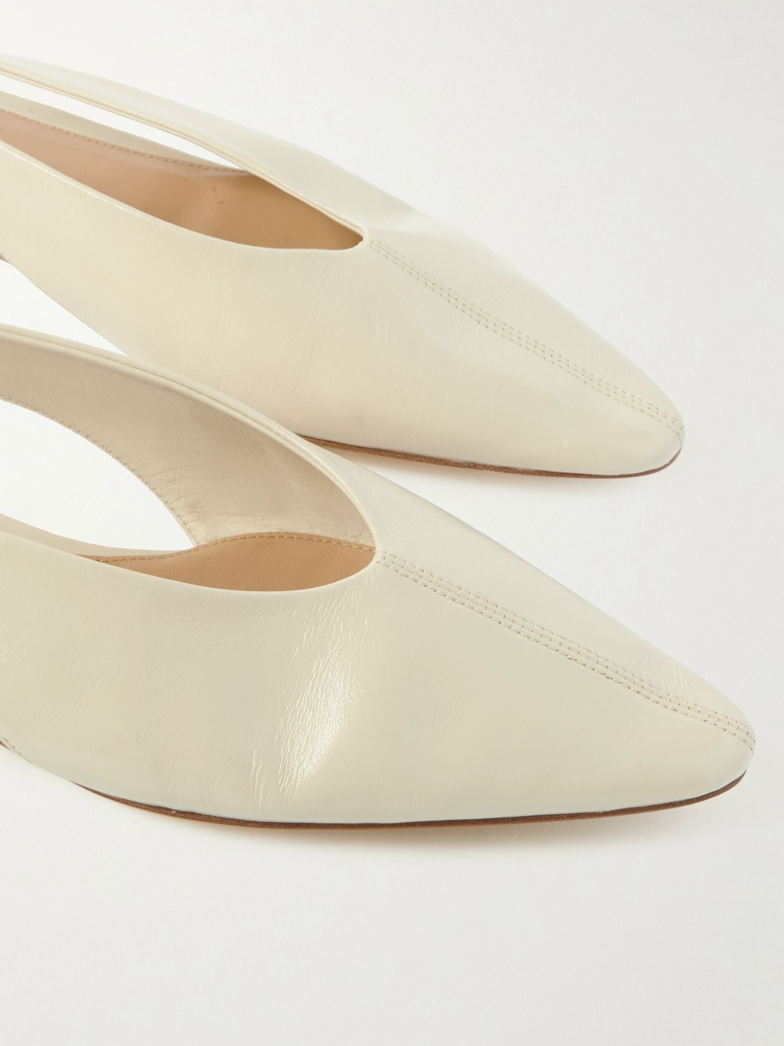 Sofia leather slingback point-toe flats Cream - 4
