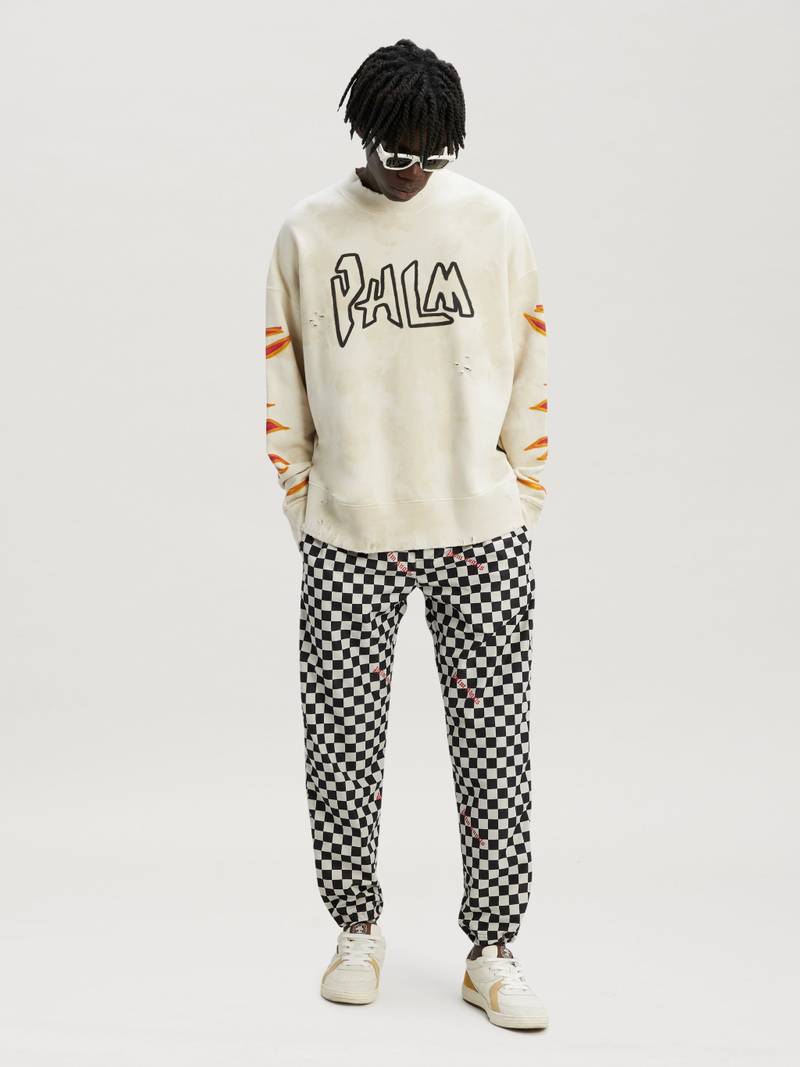 Palm Angels GARMENT DYE PALM GRAFFITI FLAMES SWEATSHIRT outlook