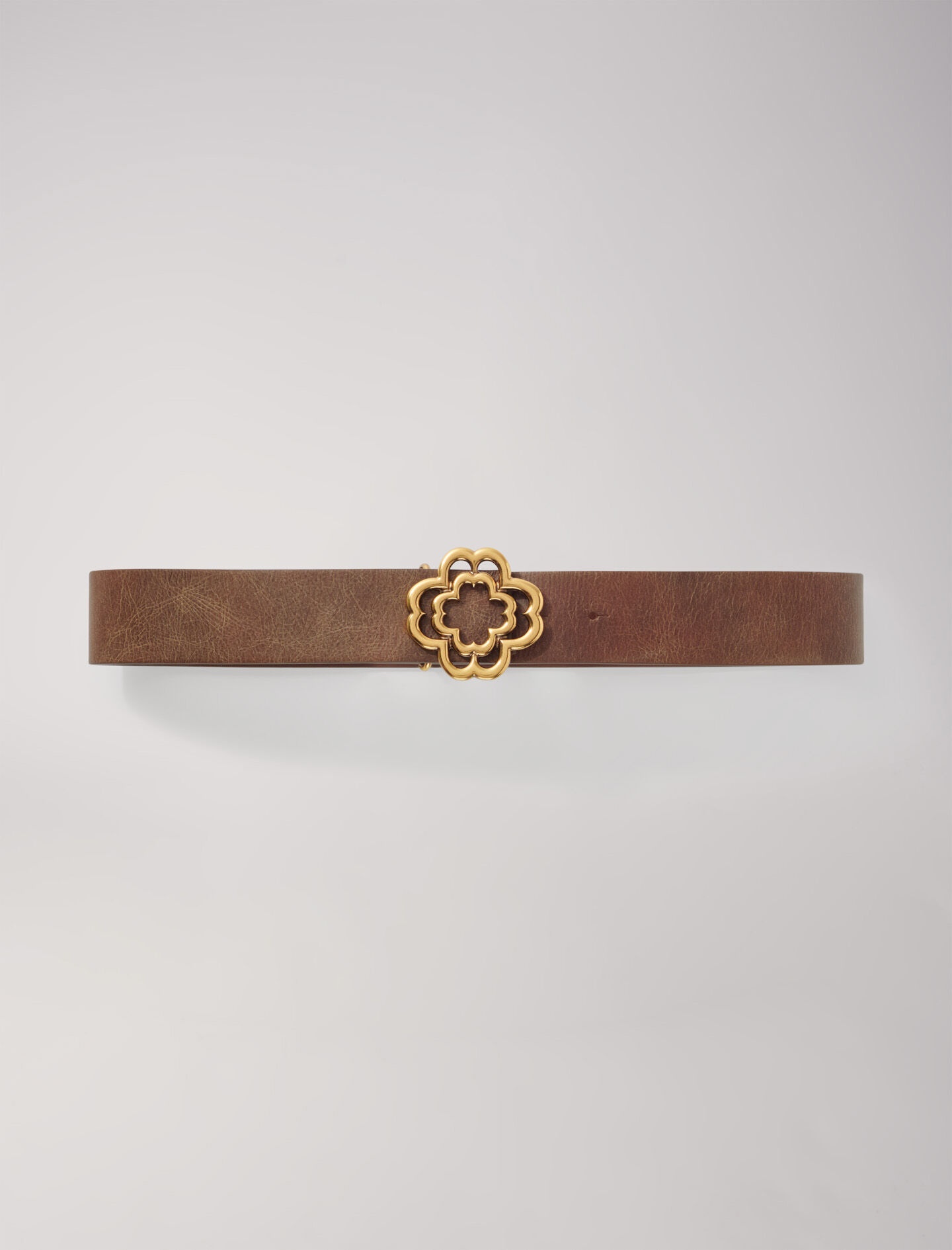 Distressed leather Clover belt - 1