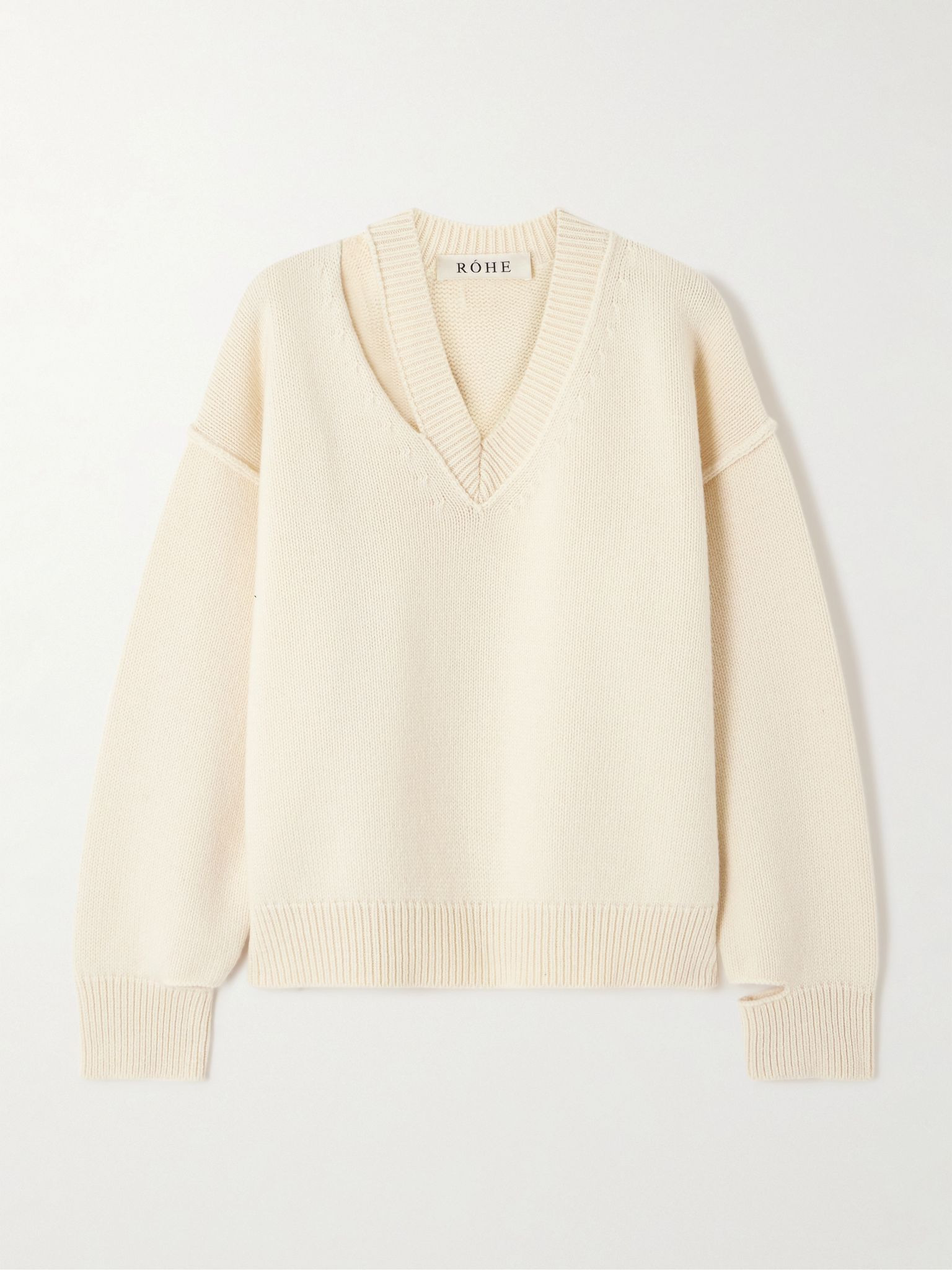 Cutout wool and cashmere-blend sweater Off-white - 1