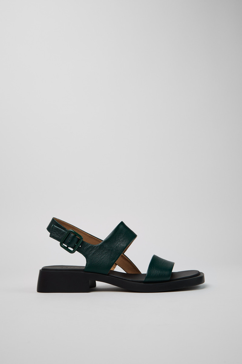 Dark green Leather Sandals for Women. 1