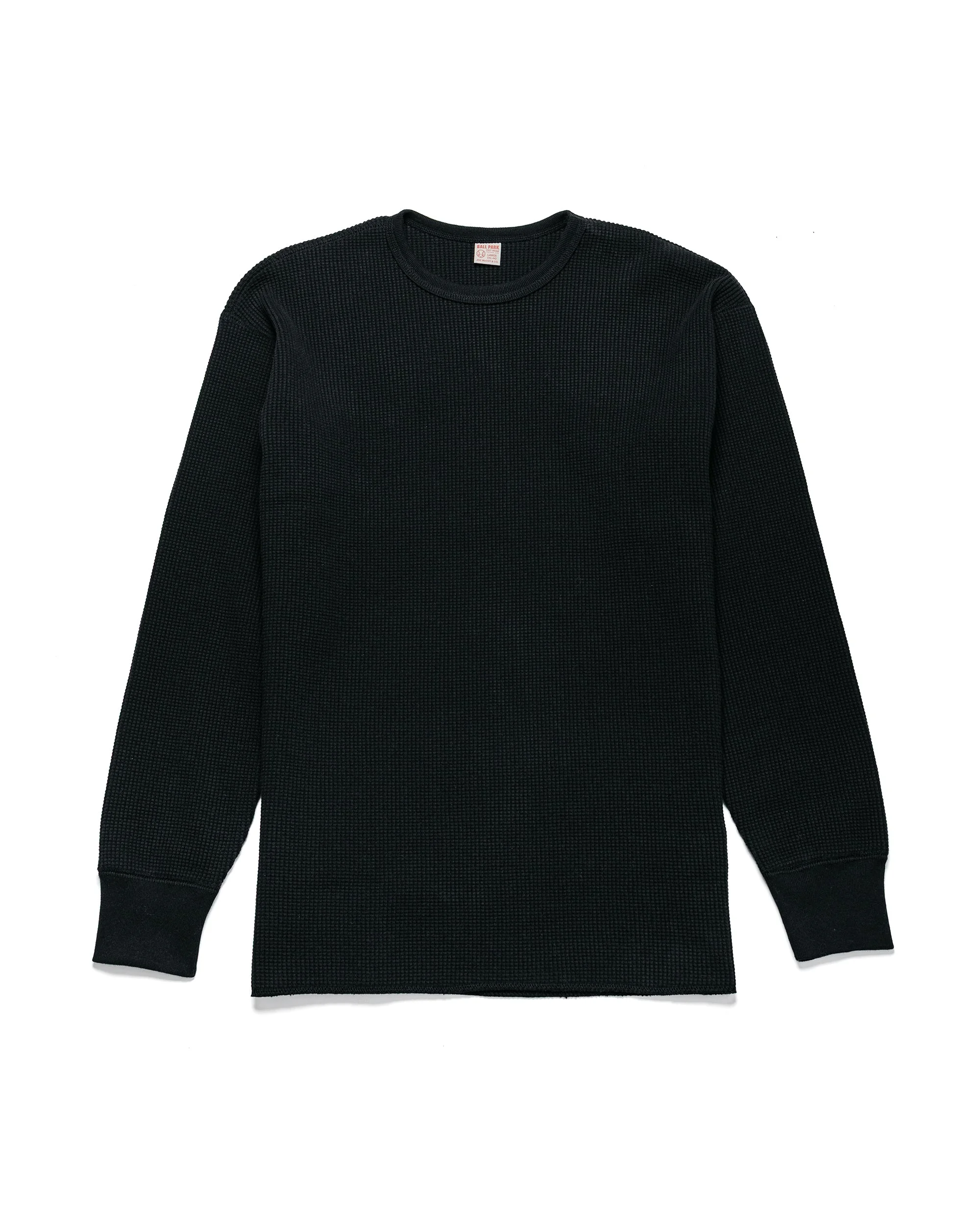 MC25103 Ball Park Waffle Thermal Shirt L/S Tee Black - 1