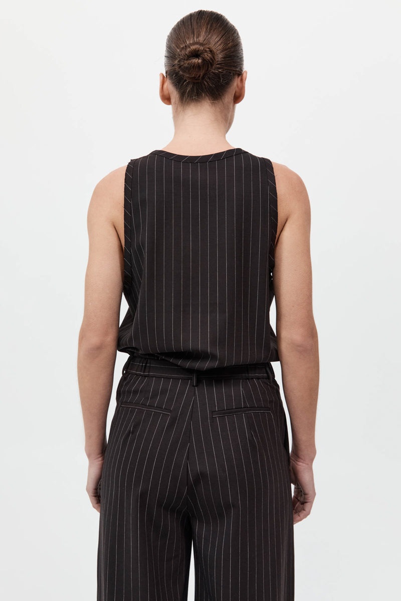 Wool Pinstripe Tank - Mahogany Stripe - 7