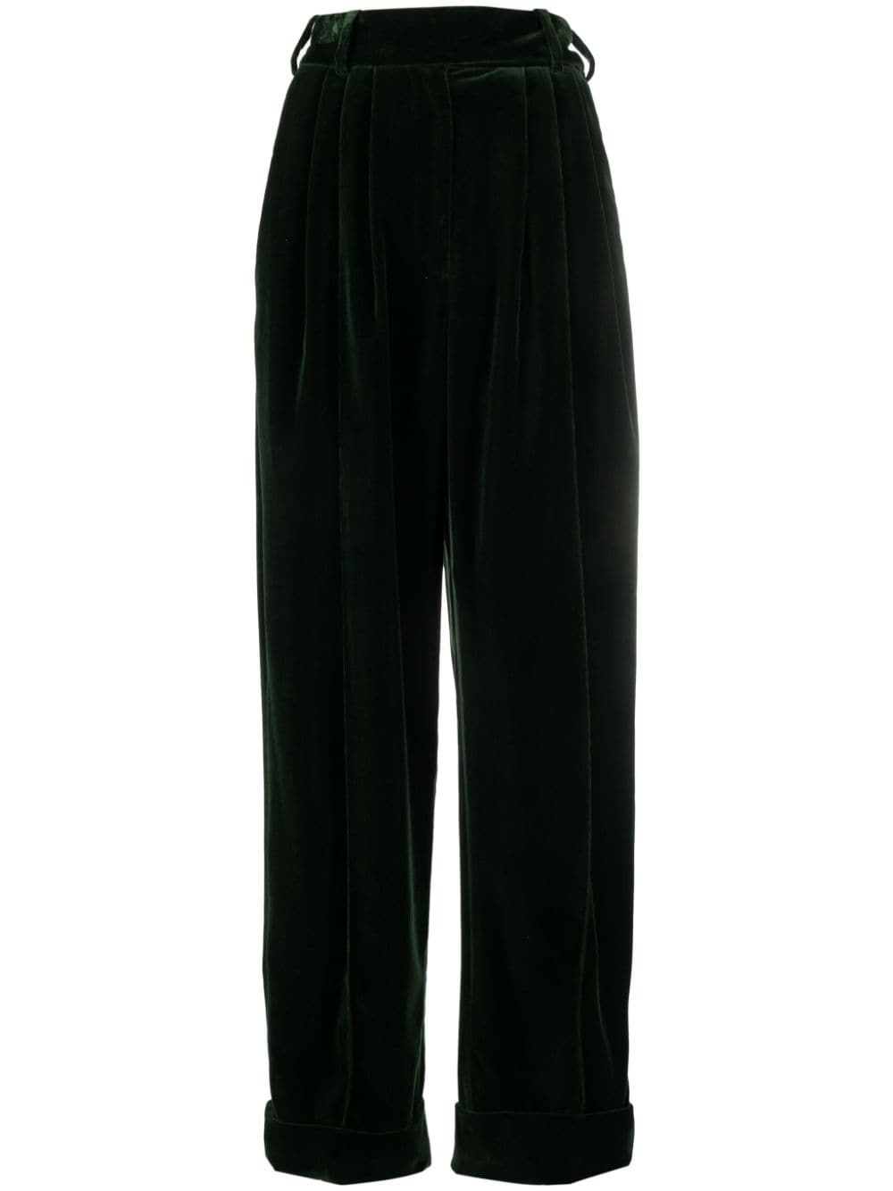 high-waisted velvet trousers - 1