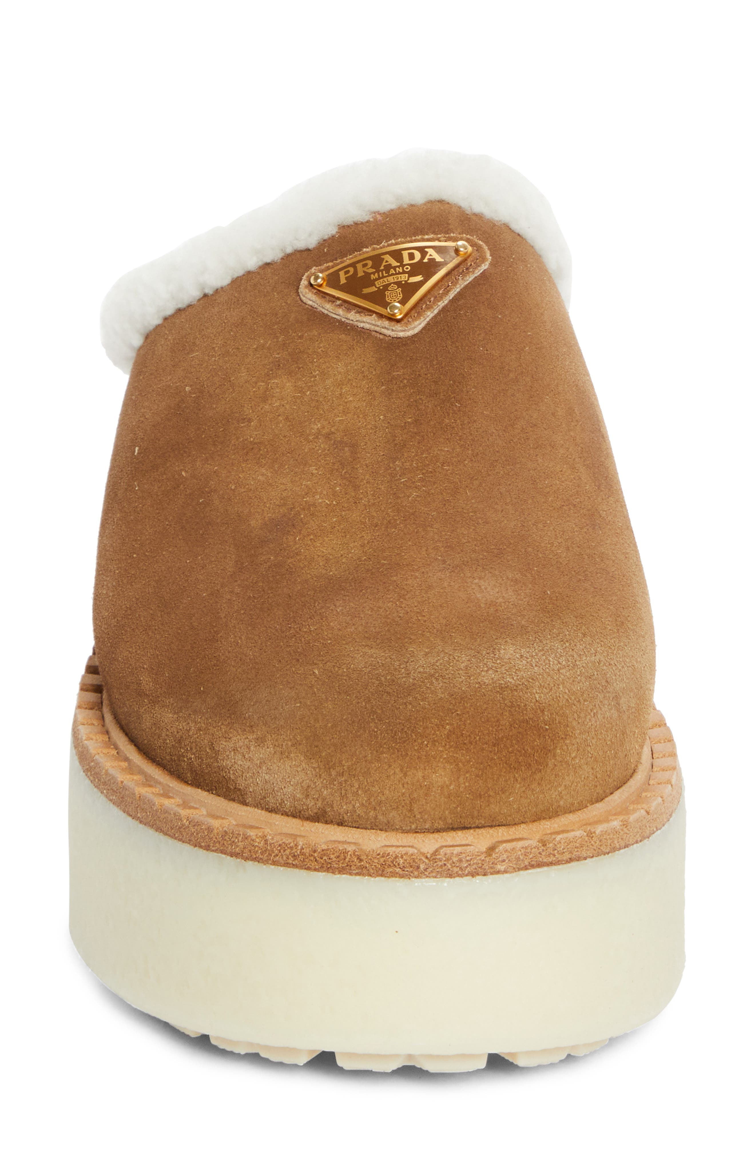 Prada Evolve Genuine Shearling Clog in Cannella at Nordstrom - 4