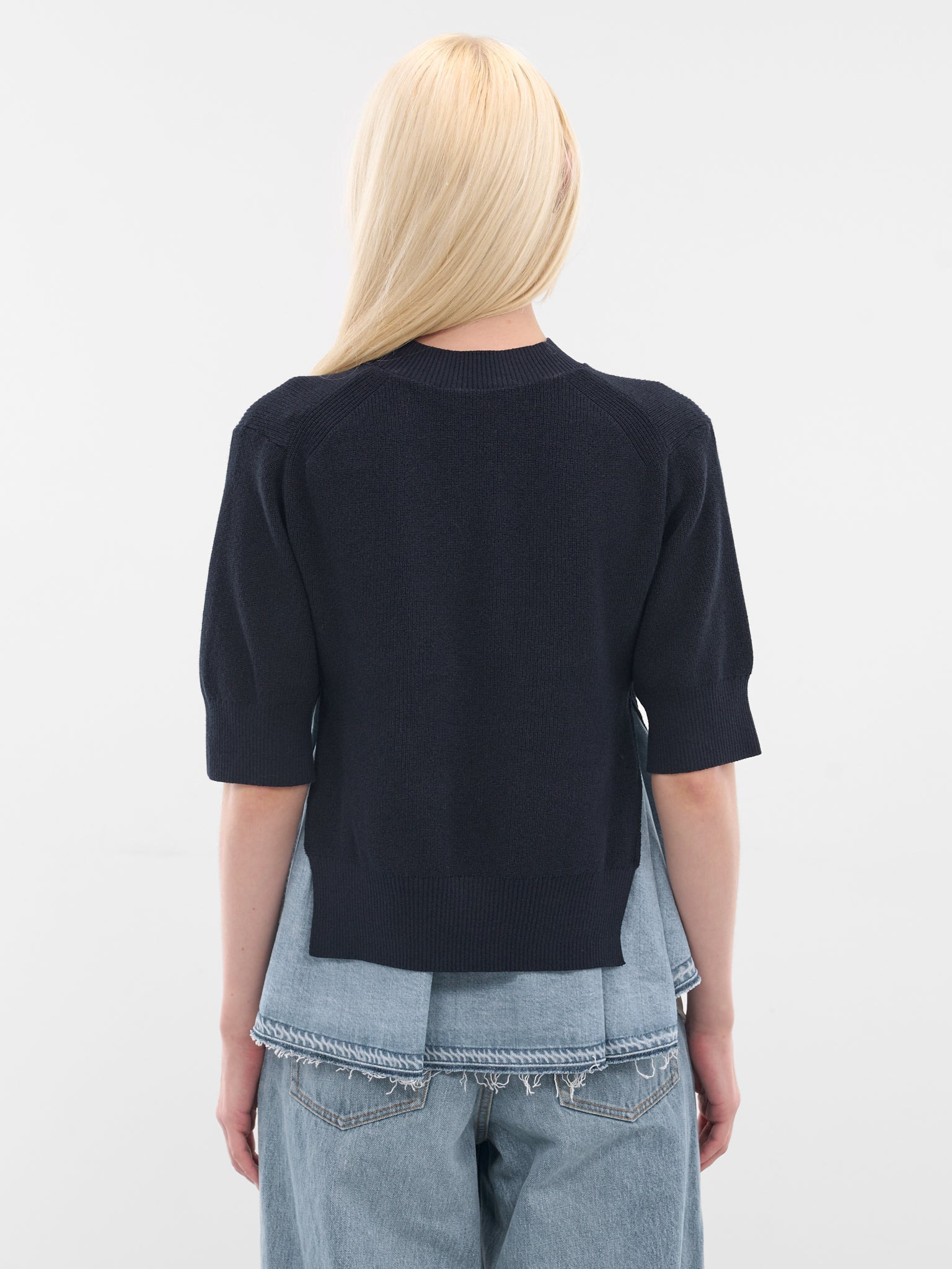 Deconstructed Knit-Denim Layered Sweater - 3