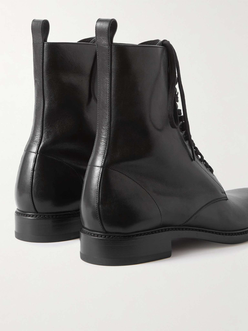 SAINT LAURENT Army Glossed-Leather Lace-Up Boots outlook