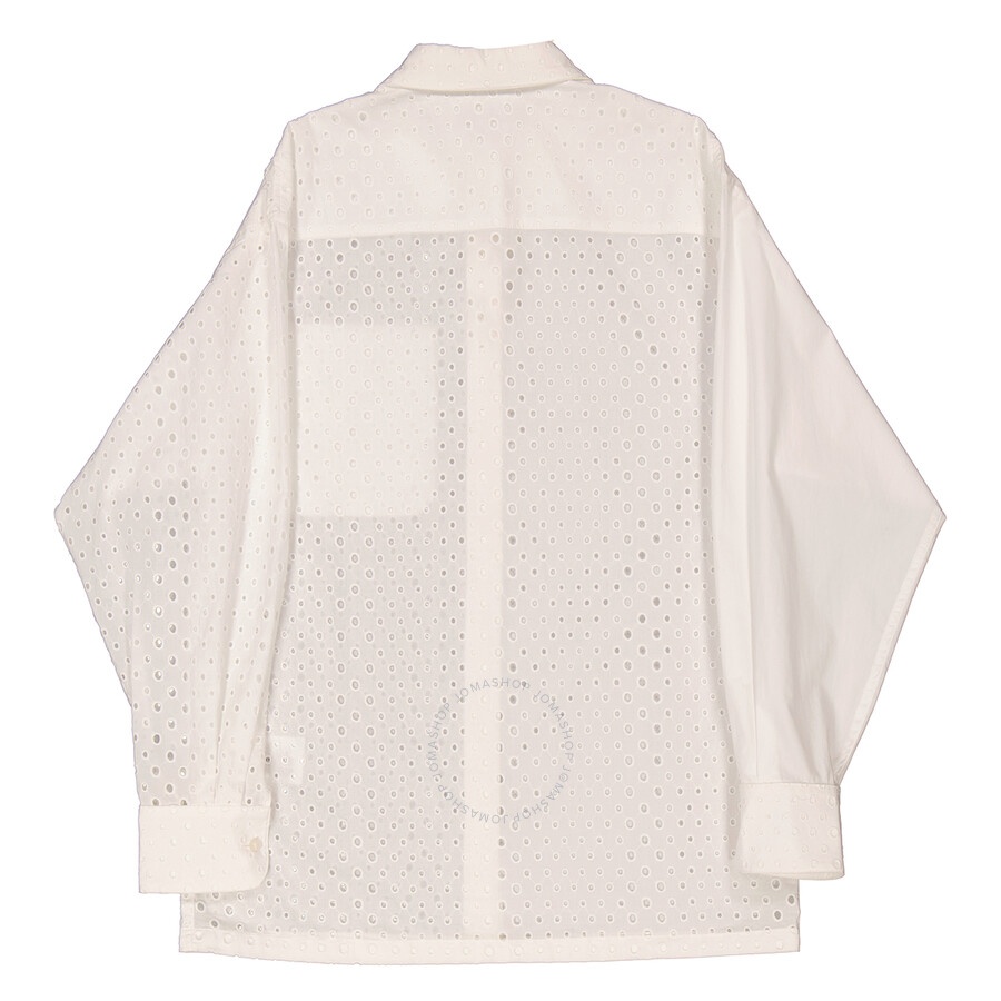 Kenzo Ladies Off White Broderie Anglaise Long-Sleeve Cotton Shirt - 2
