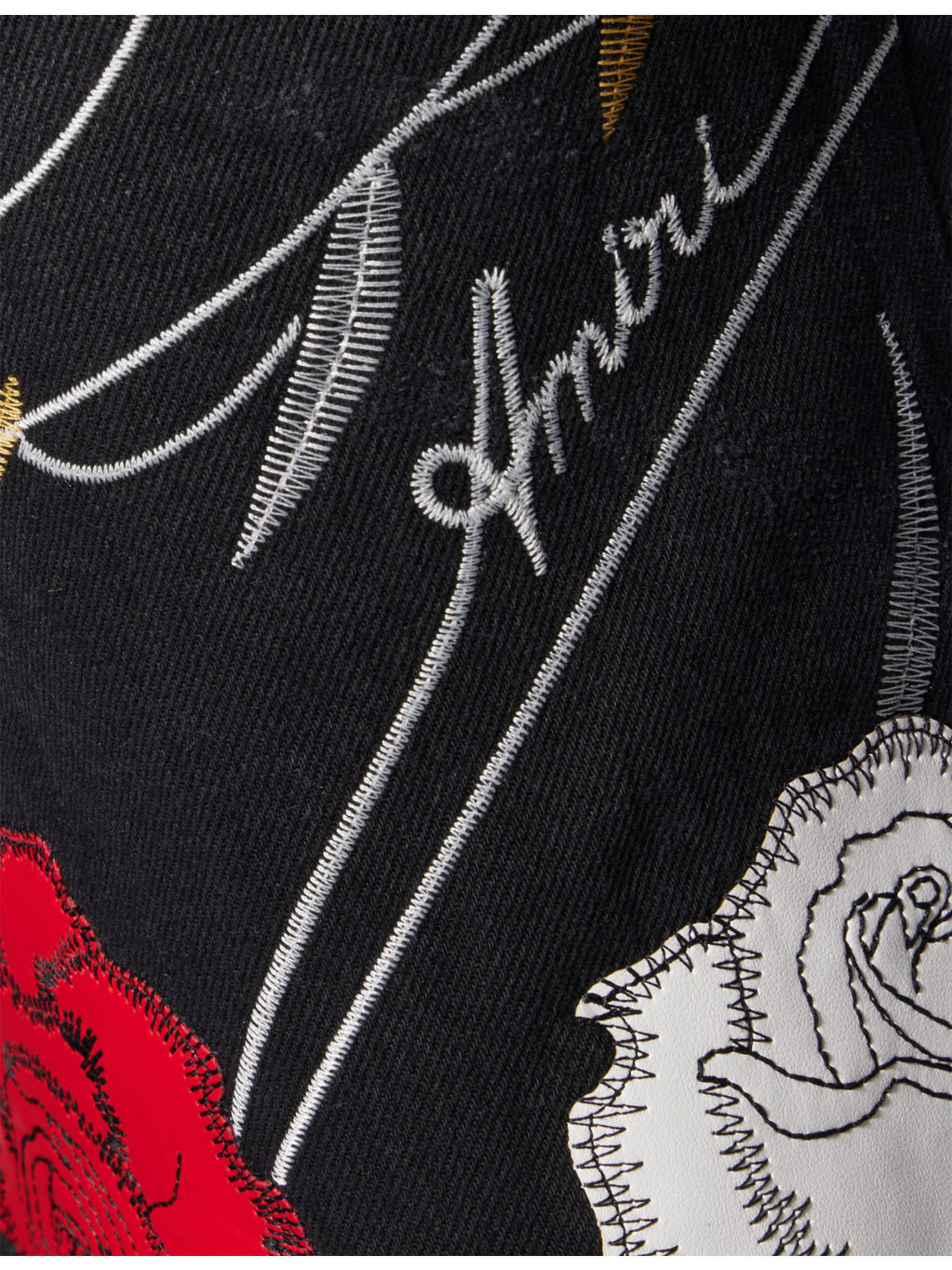 Floral-Embroidery Baggy Denim Jeans - 7