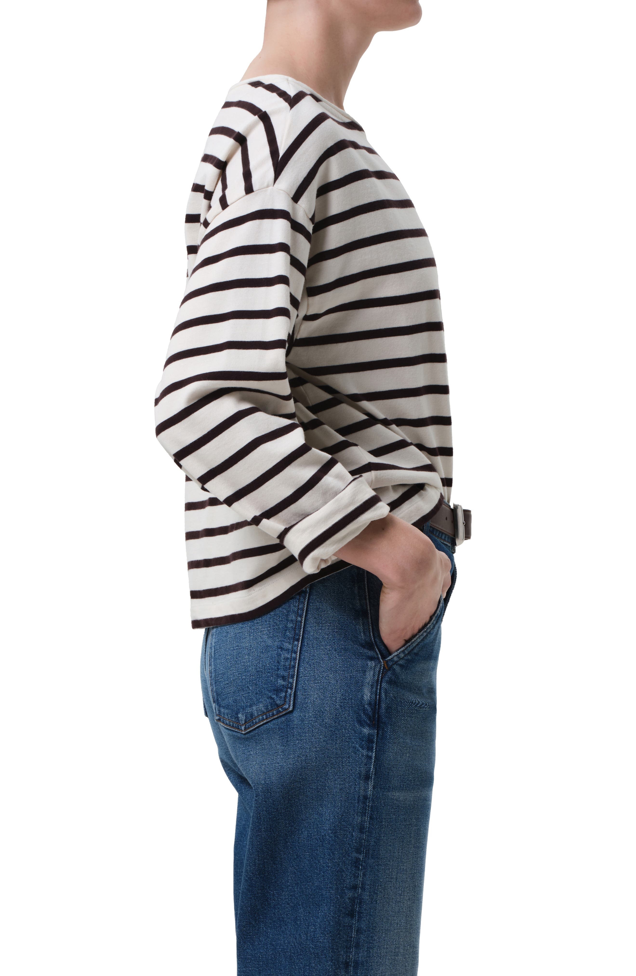 Citizens of Humanity French Sailor Stripe Boat Neck Top in Chocolate Stripe at Nordstrom - 3