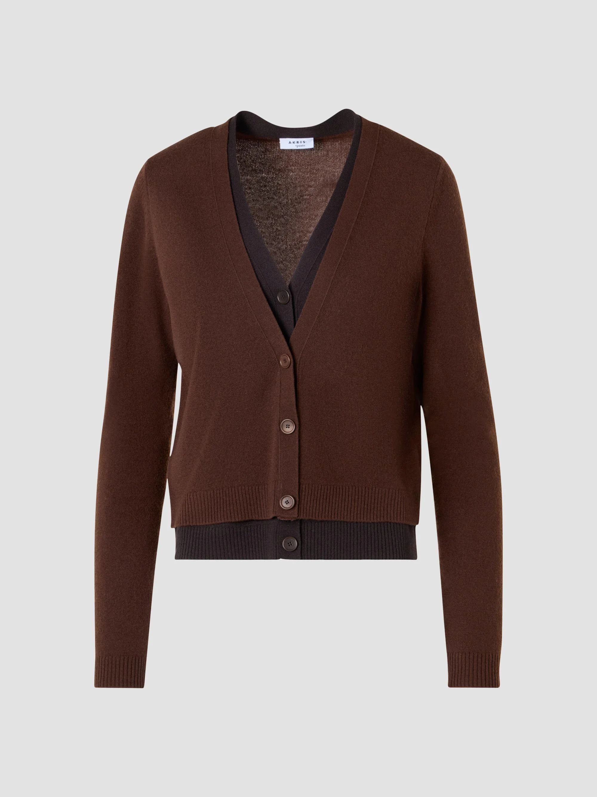 Women's Wool-Cashmere V-Neck Cardigan - Caramel Espresso - 1