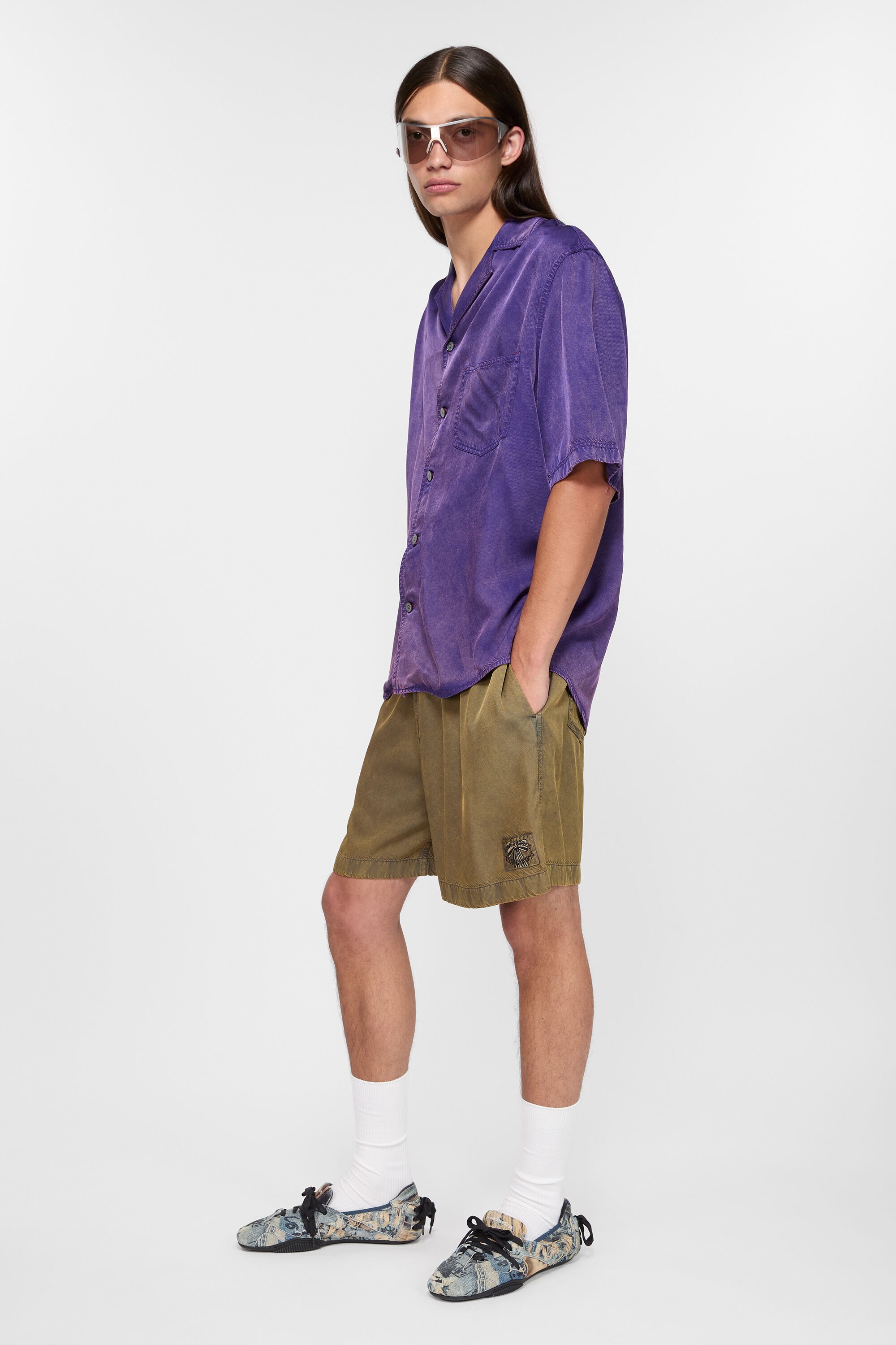 Garment-dyed shorts - Military green - 4