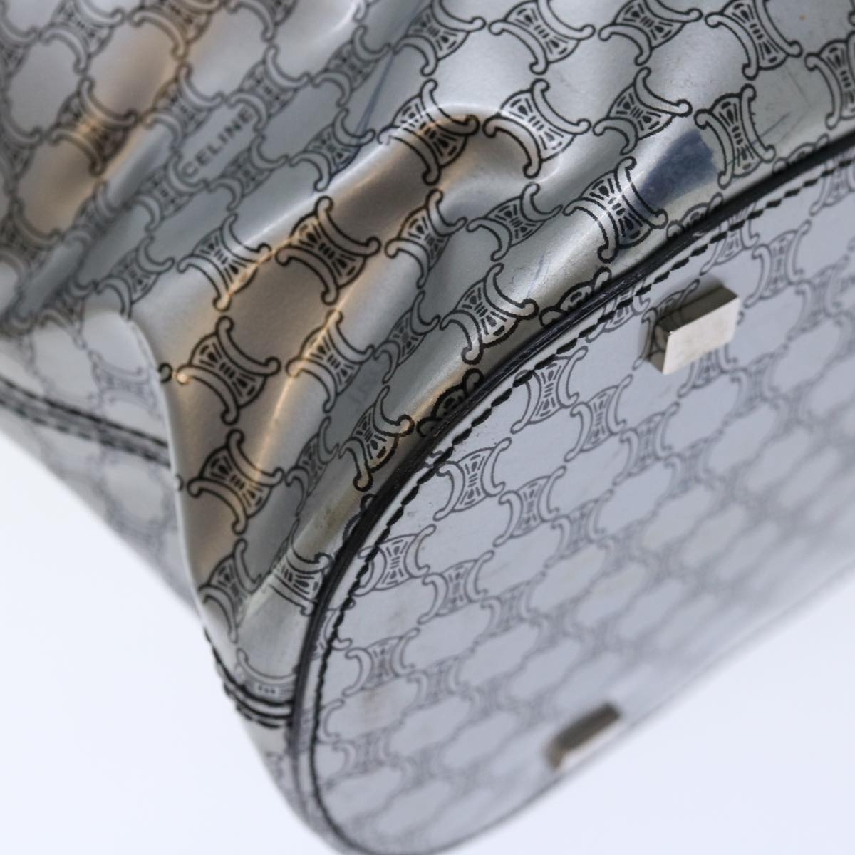CELINE Macadam Canvas Tote Bag Enamel Silver Black - 16