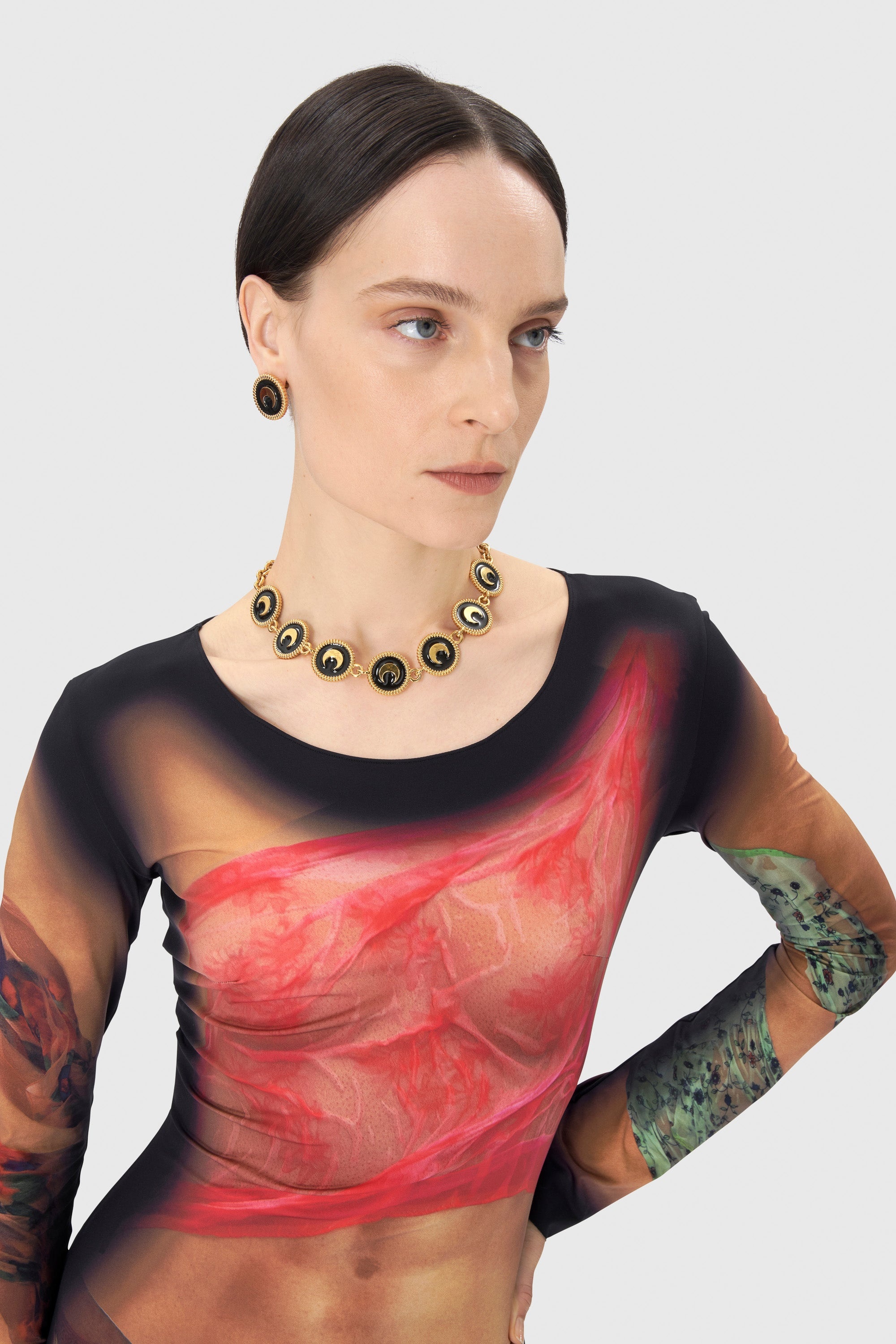 Recycled Draped Statue Jersey Long Dress - 4