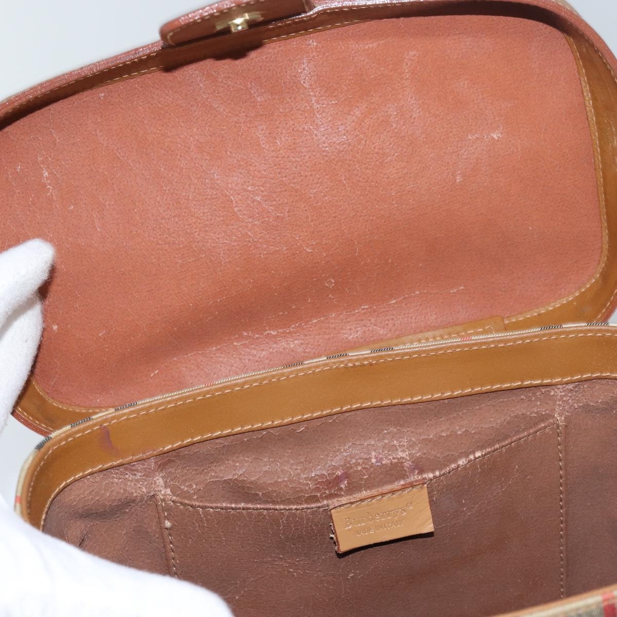 Burberry Nova Check Hand Bag Canvas Beige - 10