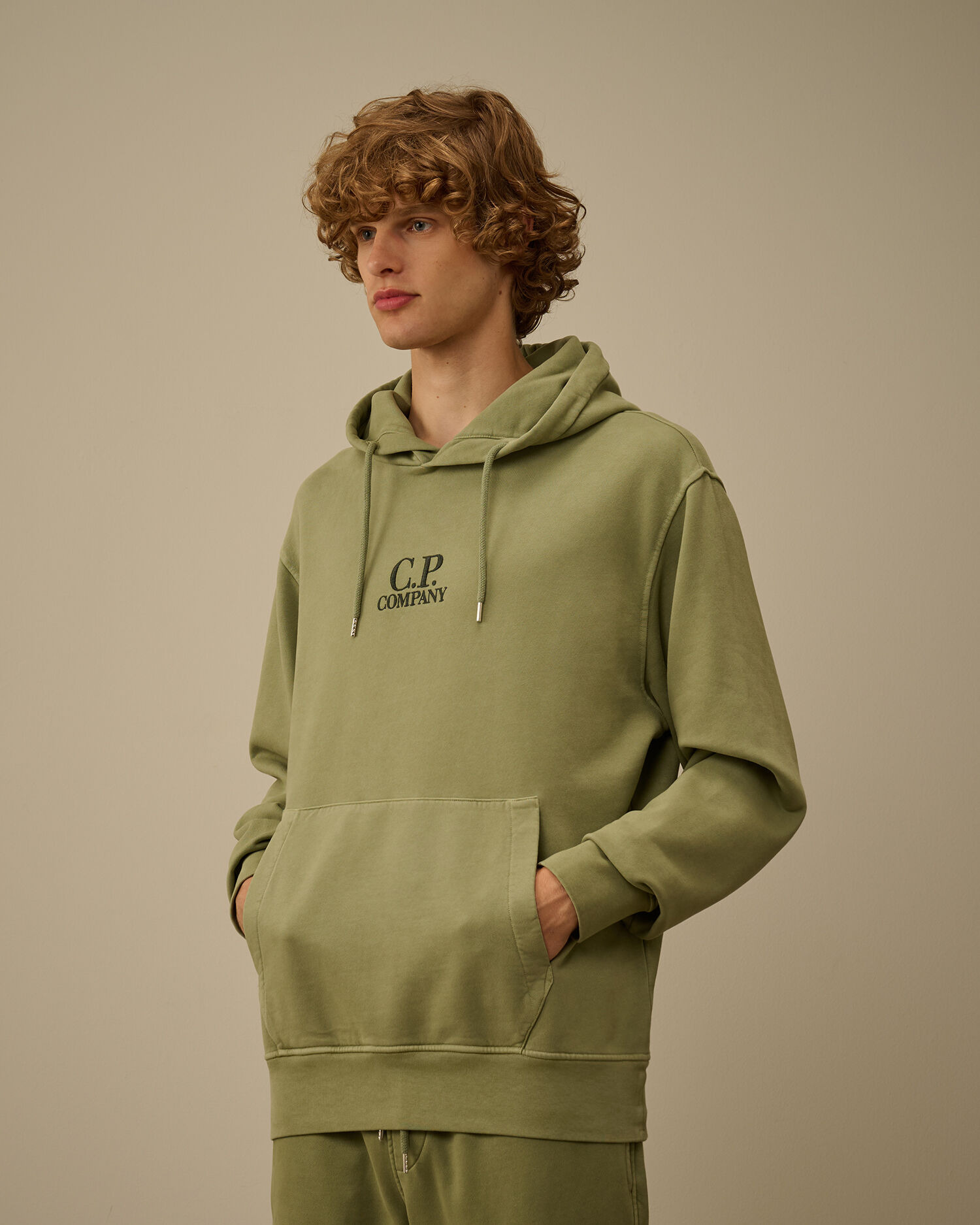 Brushed and Emerized Diagonal Fleece Hooded Logo Sweatshirt - 3