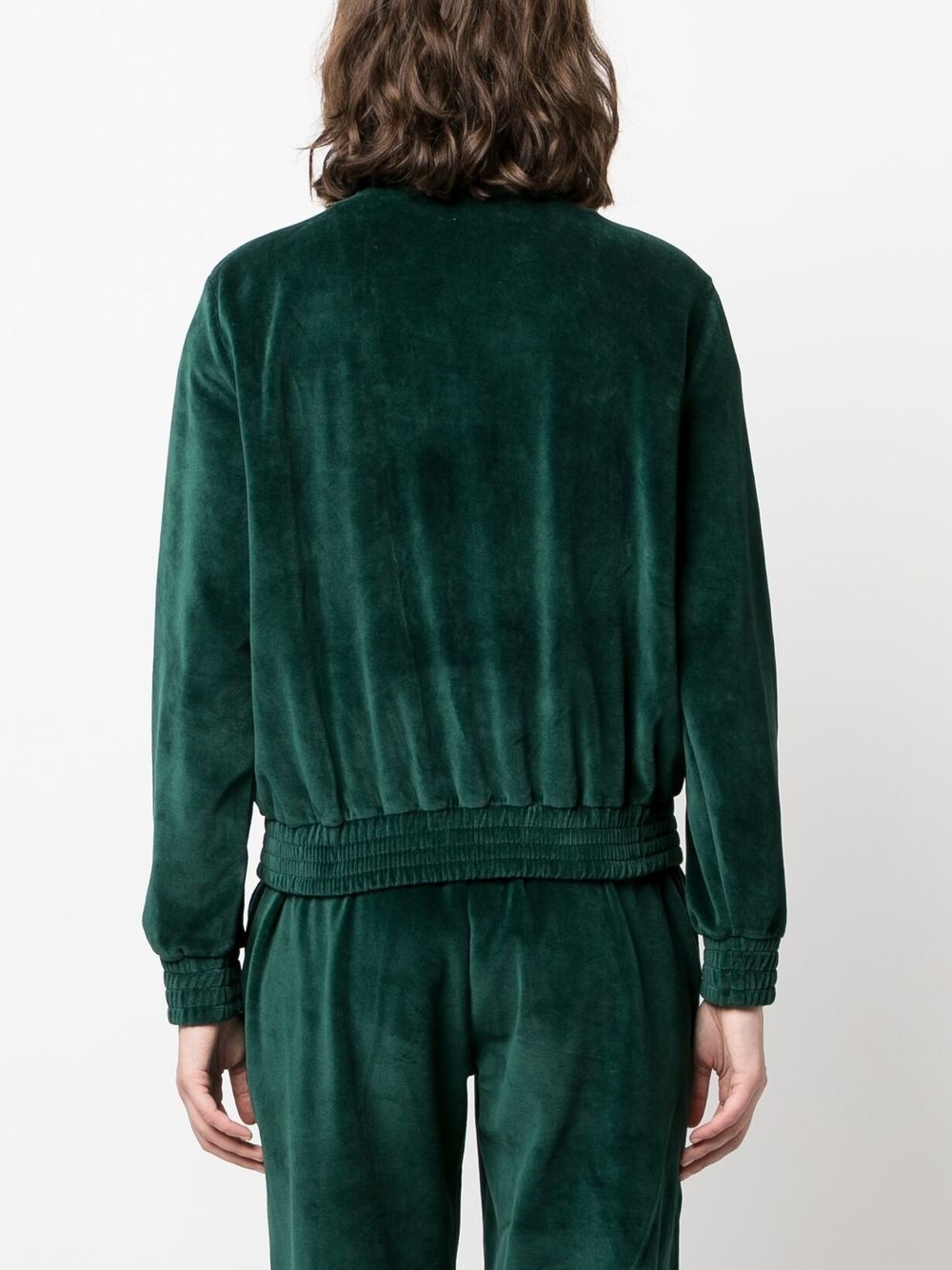 logo-print velvet track jacket - 4