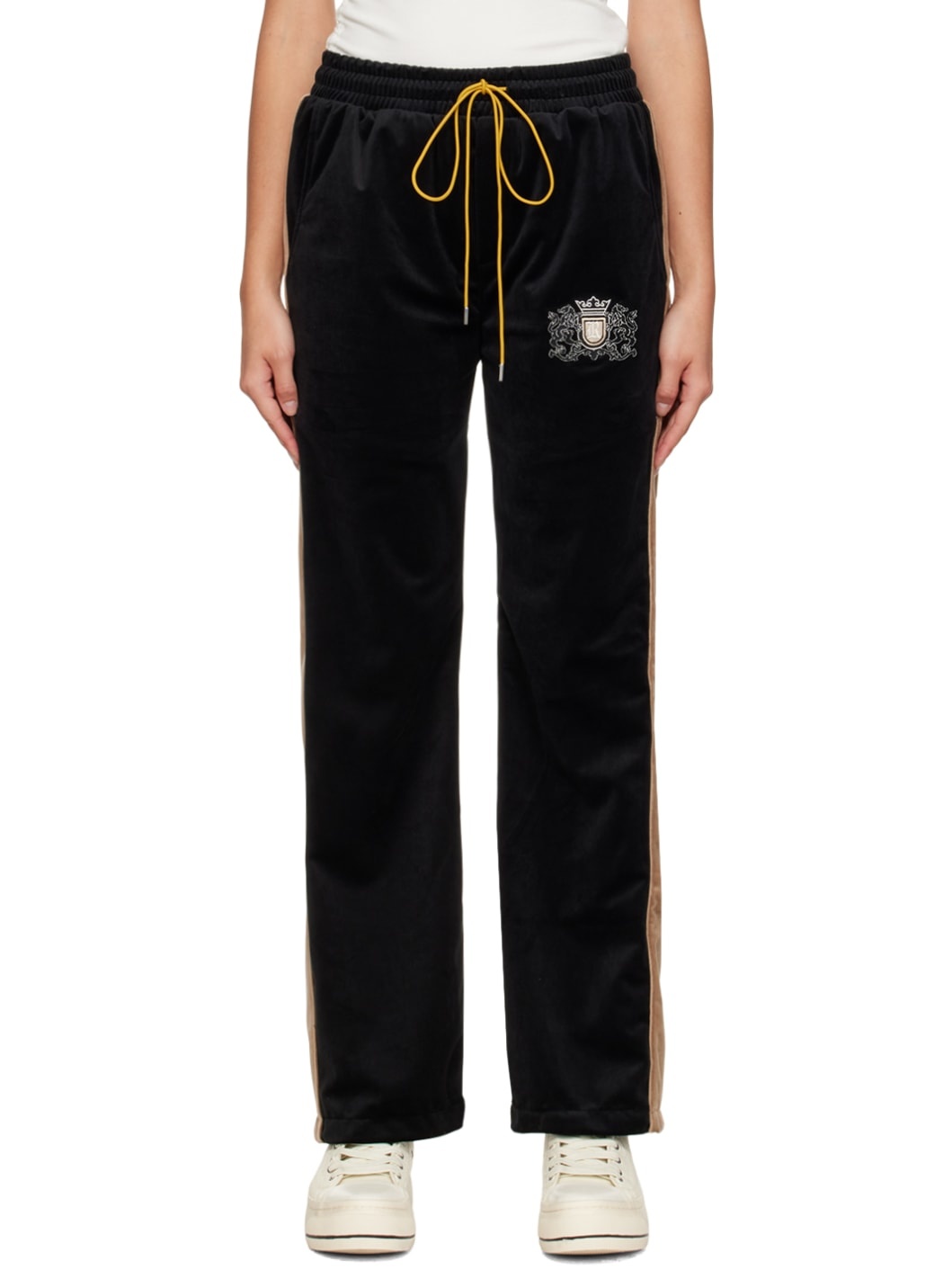 Black Embroidered Lounge Pants - 1