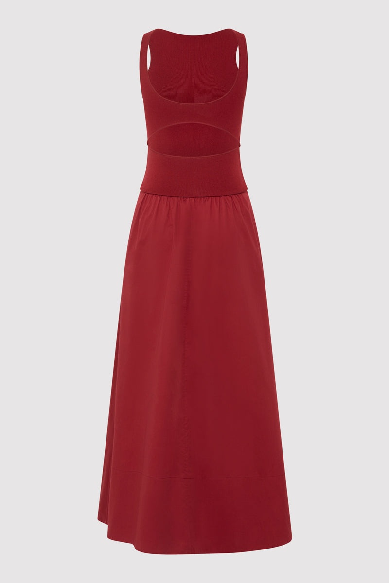 Bateau Cut Out Dress - Berry - 11
