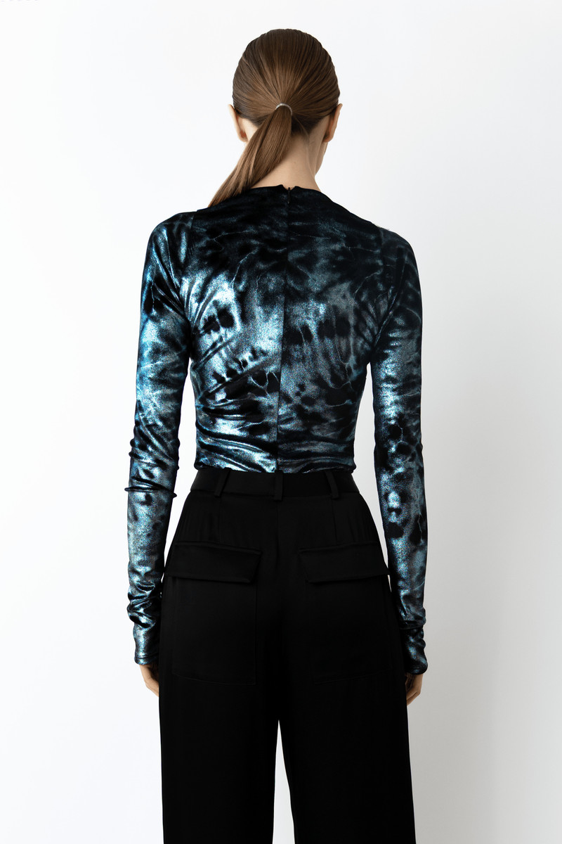 Foil Velour V Neck Bodysuit 3