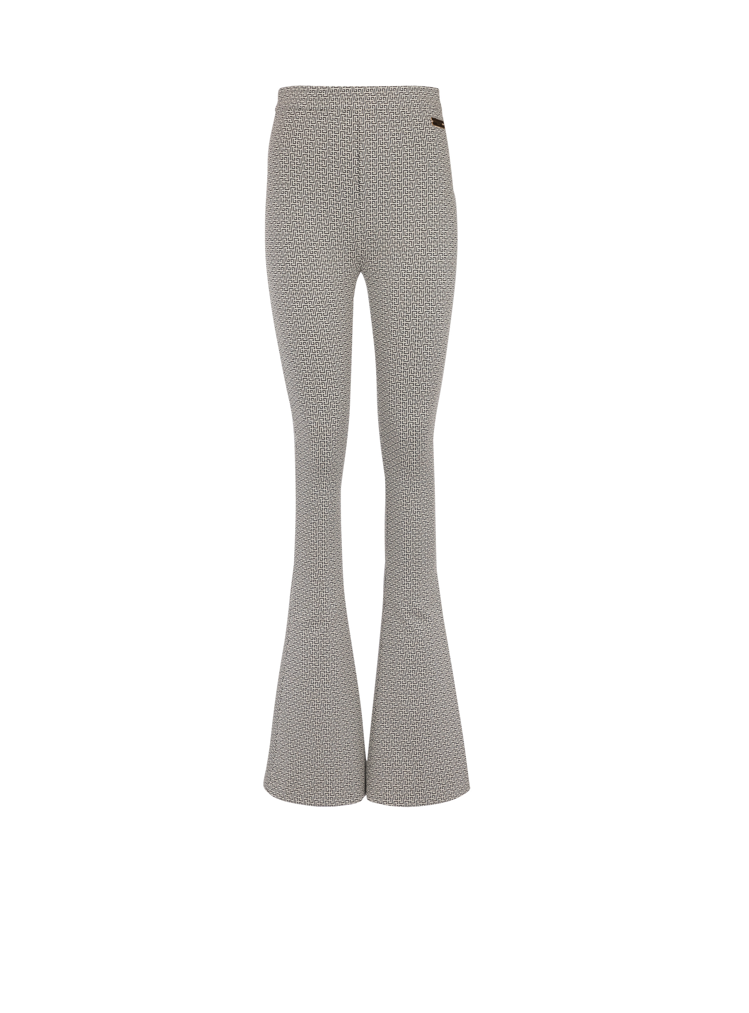 Flared monogrammed jacquard trousers - 1