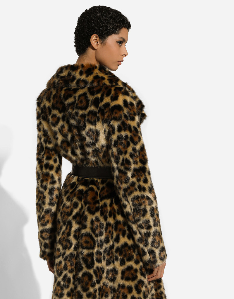 Long leopard-print faux fur coat 6