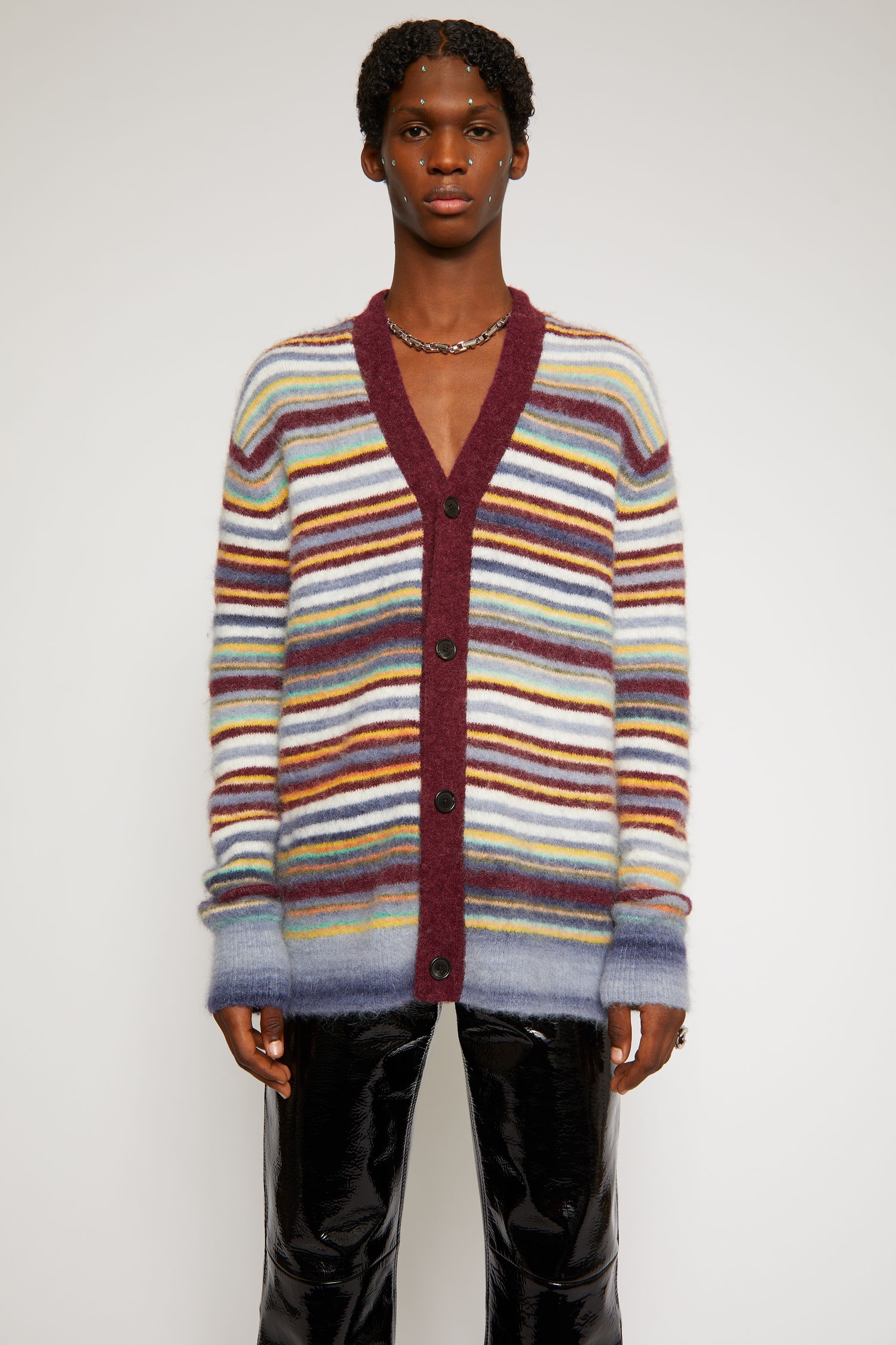 Striped cardigan burgundy multi - 2