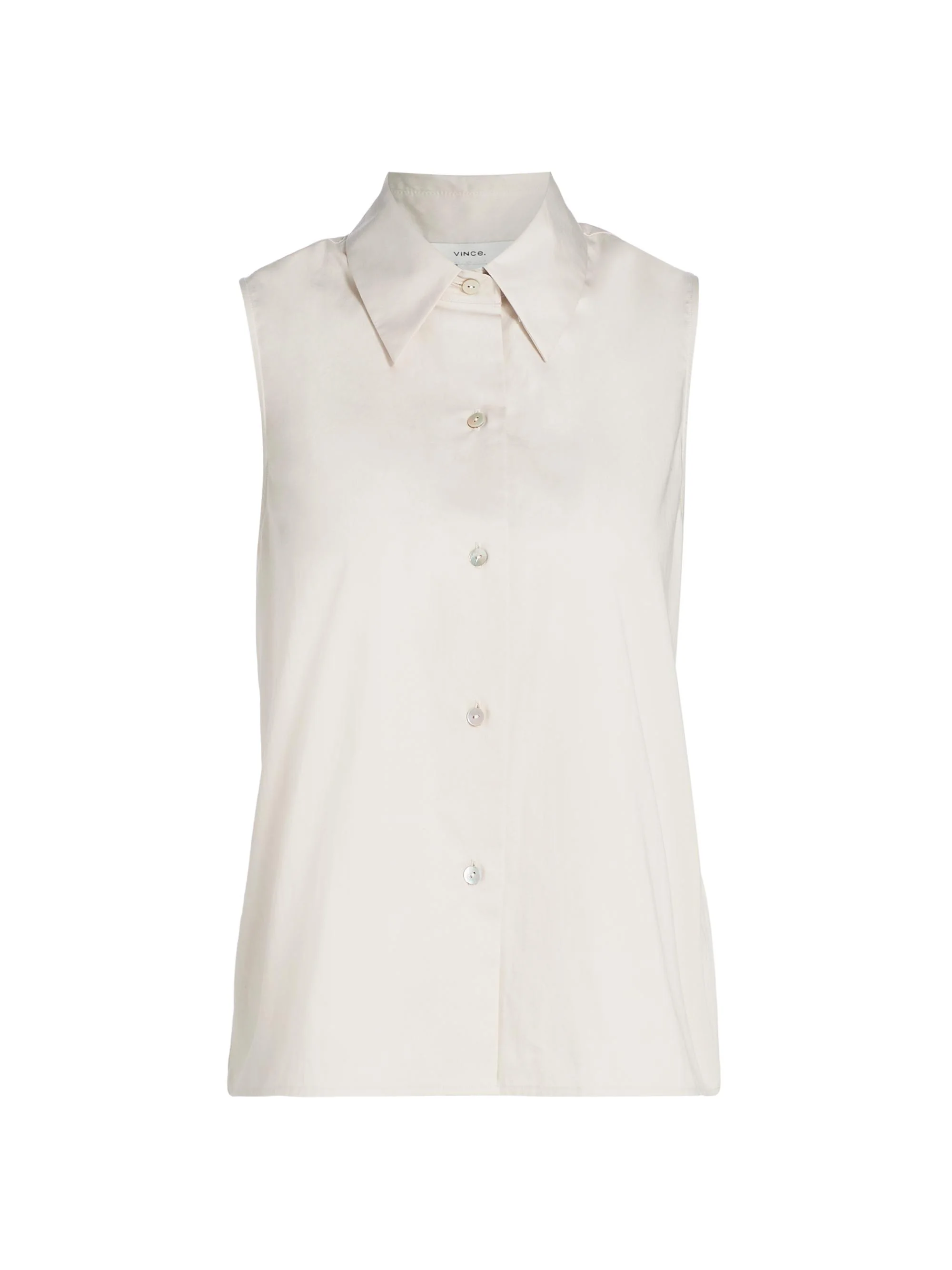 Women's Relaxed Sleveless Button-Front Top - Oyster - 1