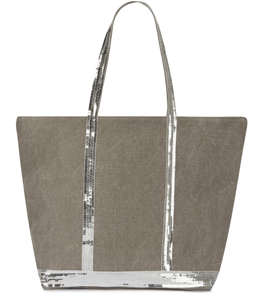 Linen and Sequins L Cabas Tote - 1